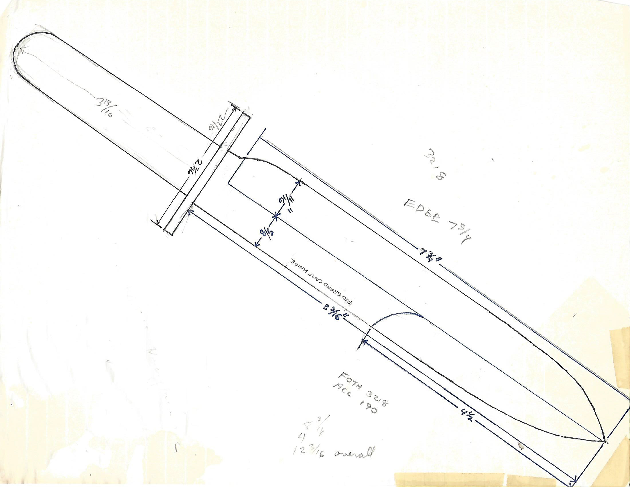 Sketch of the 3218 knife at its accession.
