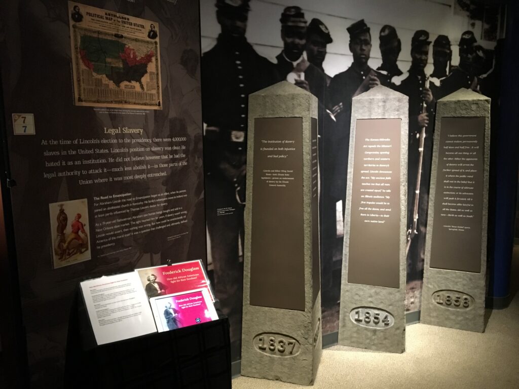 Photograph of a museum exhibit about American slavery.