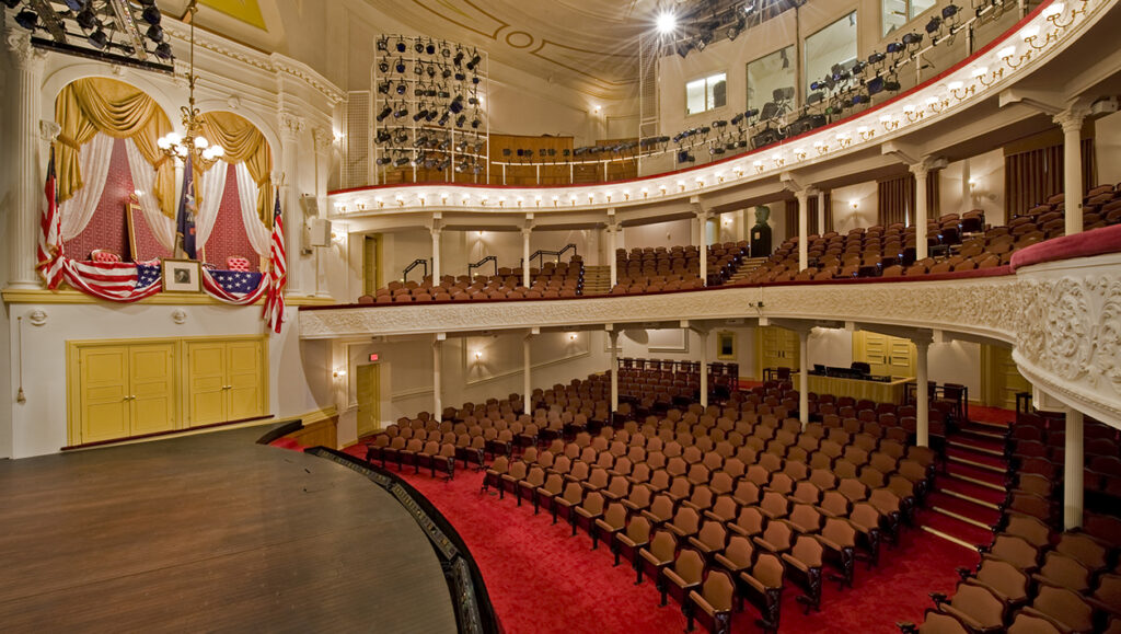 View from the stage of the President’s Box at Ford’s Theatre. Photo by Maxwell MacKenzie.