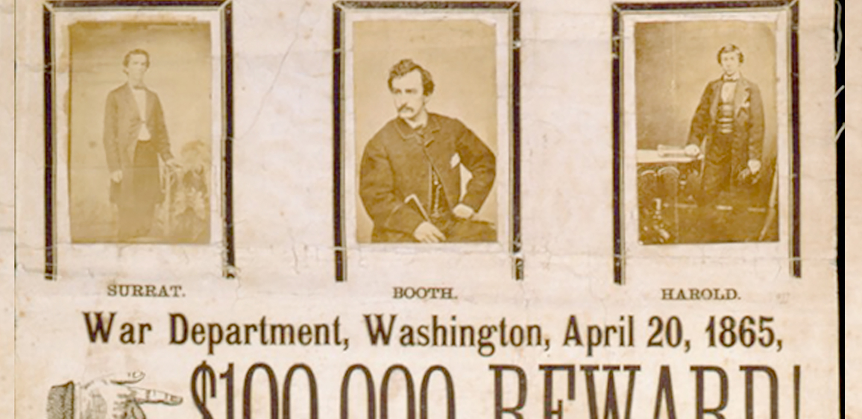 Image of wanted poster for John Wilkes Booth and his fellow conspirators.