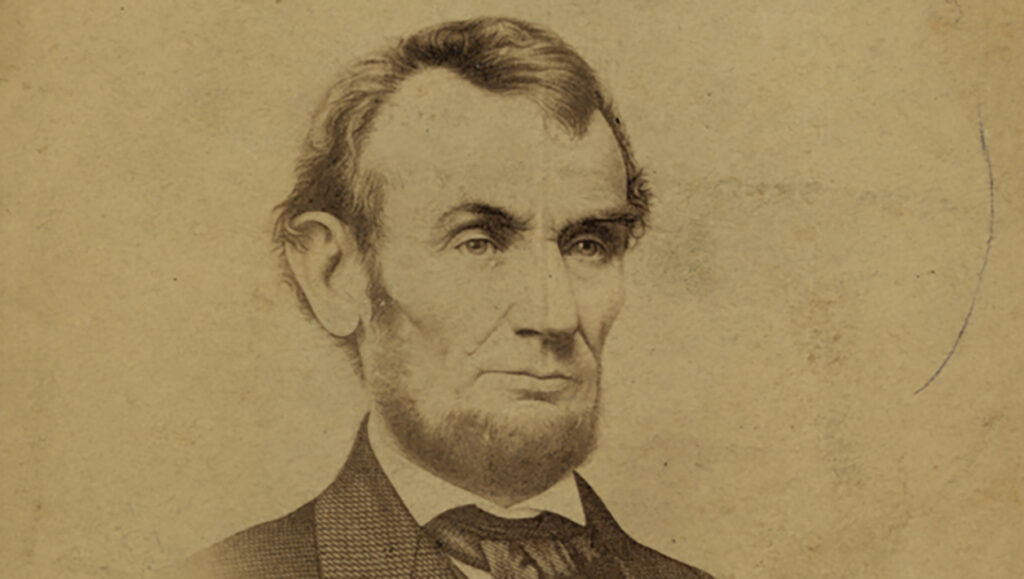 Drawing of Abraham Lincoln wearing a suit.