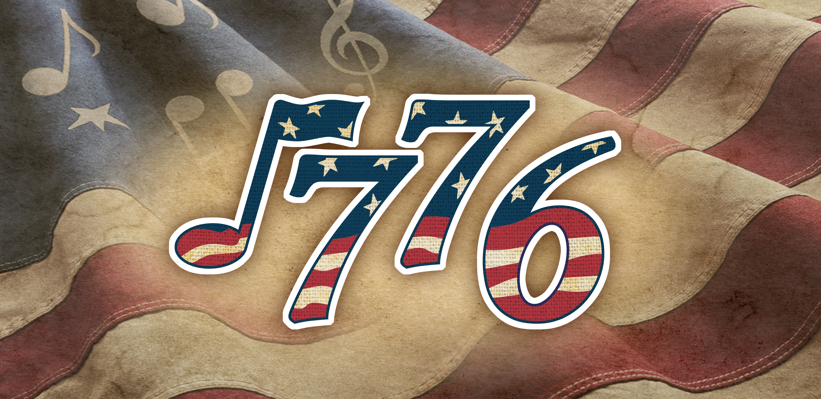 Logo that reads "1776" colored like an American flag, with a waving American flag in the background.