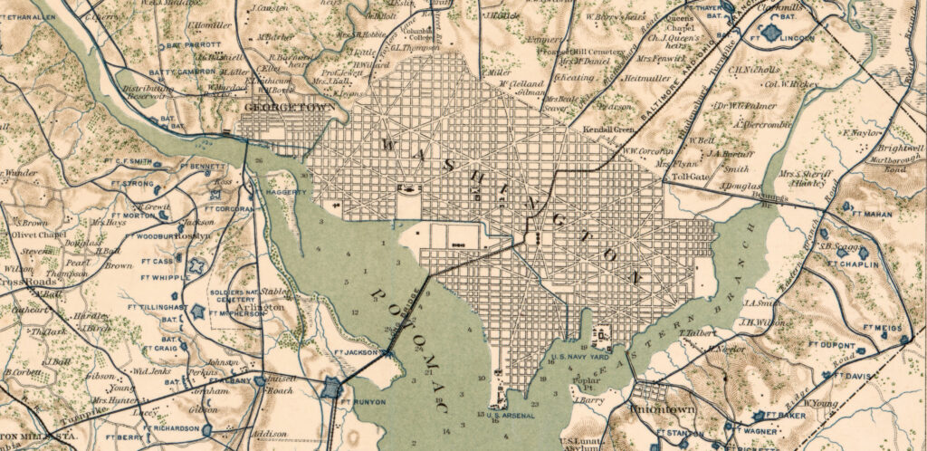 Historic map of downtown Washington, DC.
