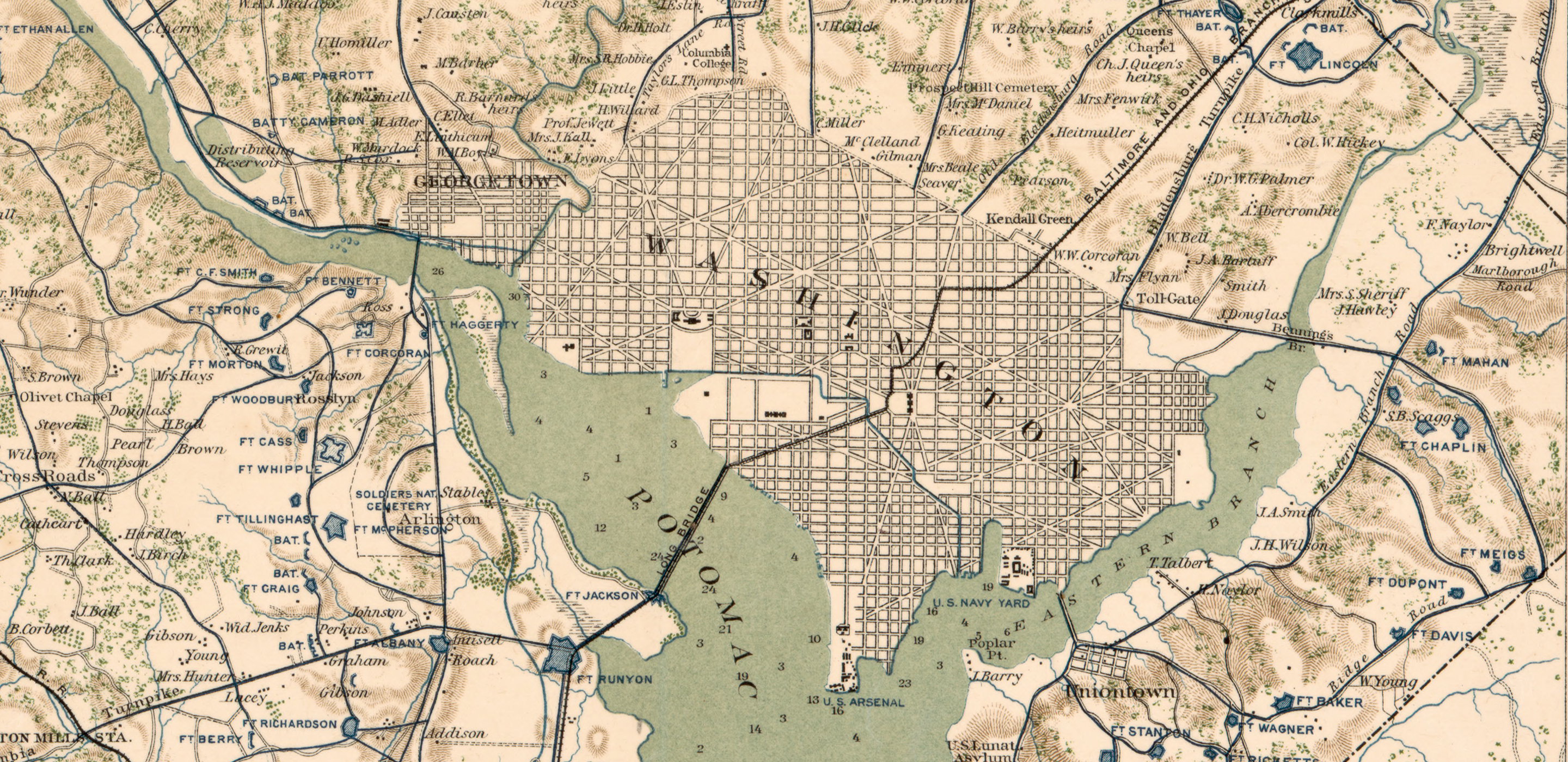 Historic map of downtown Washington, DC.